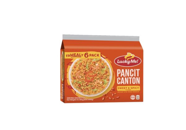 Lucky Me Pancit Canton Instant Noodles Sweet and Spicy Multipack 60g 6s