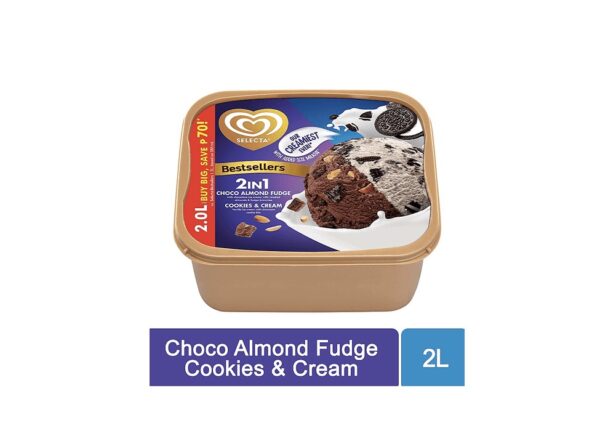 Selecta Choco Almond Fudge - Cookies and Cream Ice Cream 2L
